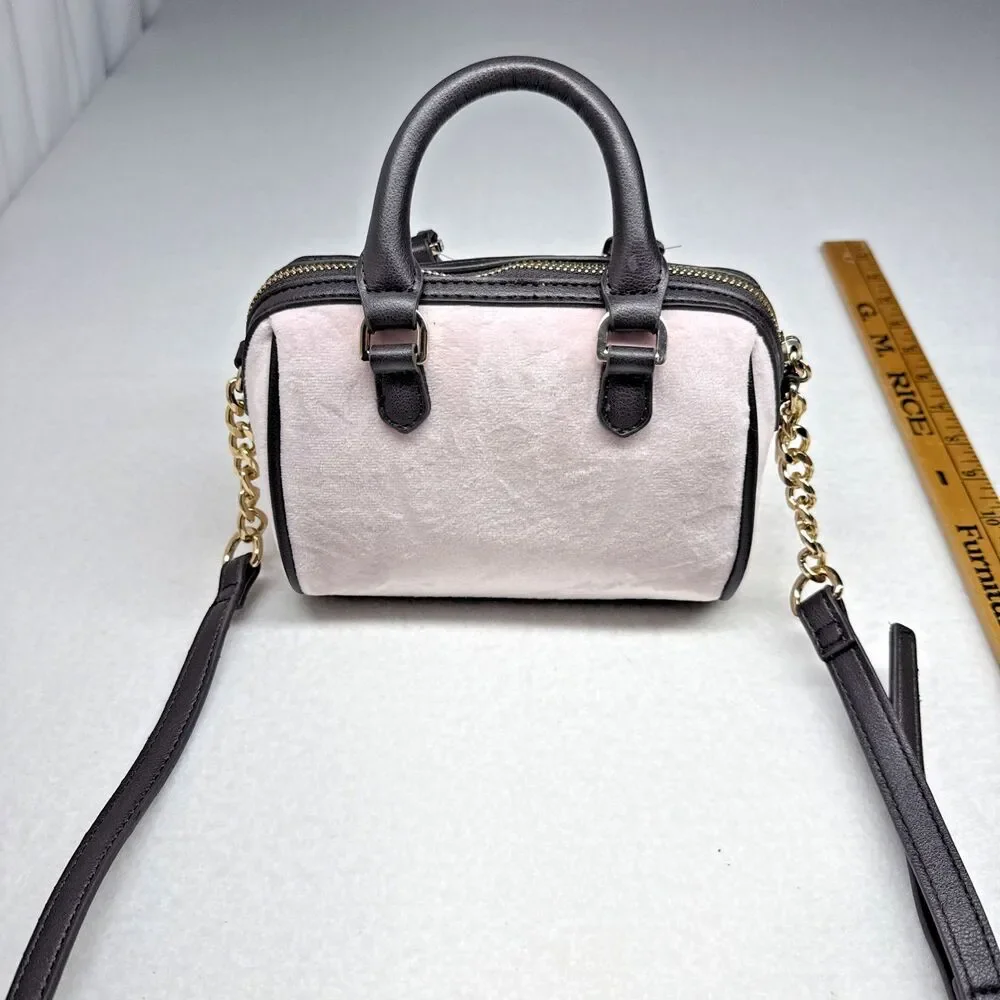Juicy Couture Pink Velour Mini Satchel Scottie Dogs Crown Bag Charm Y2K Purse